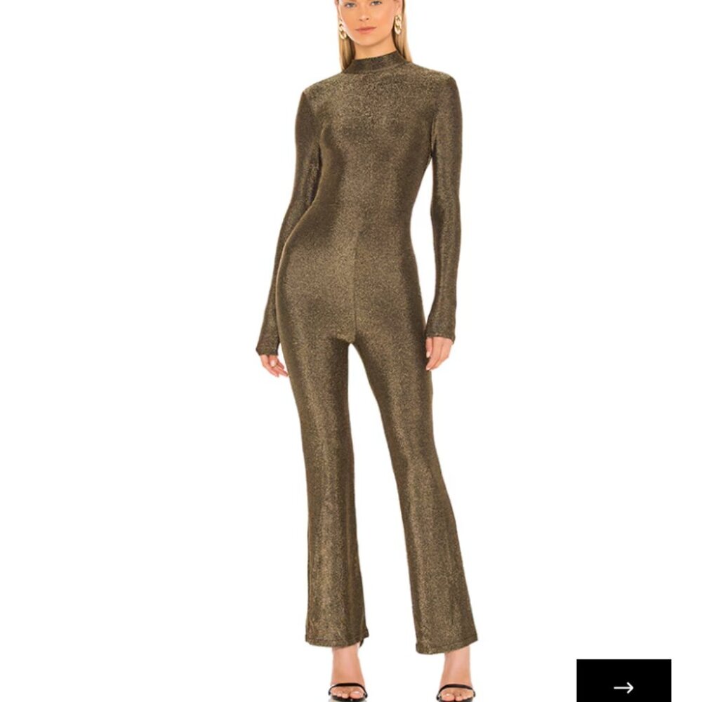 Superdown Gold Glitter Long Sleeve Jumpsuit XS NWT | Party/NYE Look